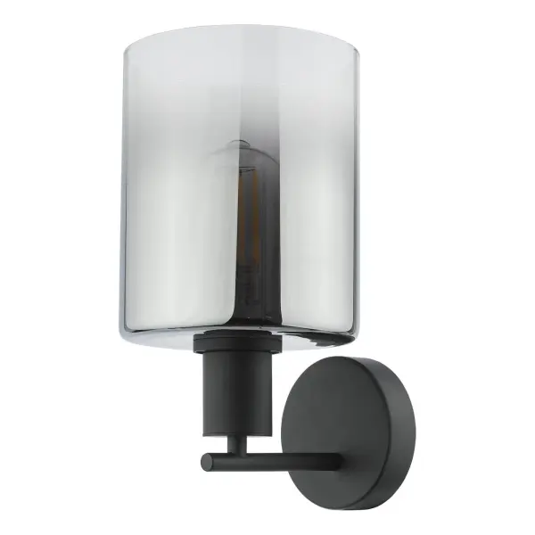 D R Lighting Sav Savannah Matt Black Smoked Glass Wall Fitting