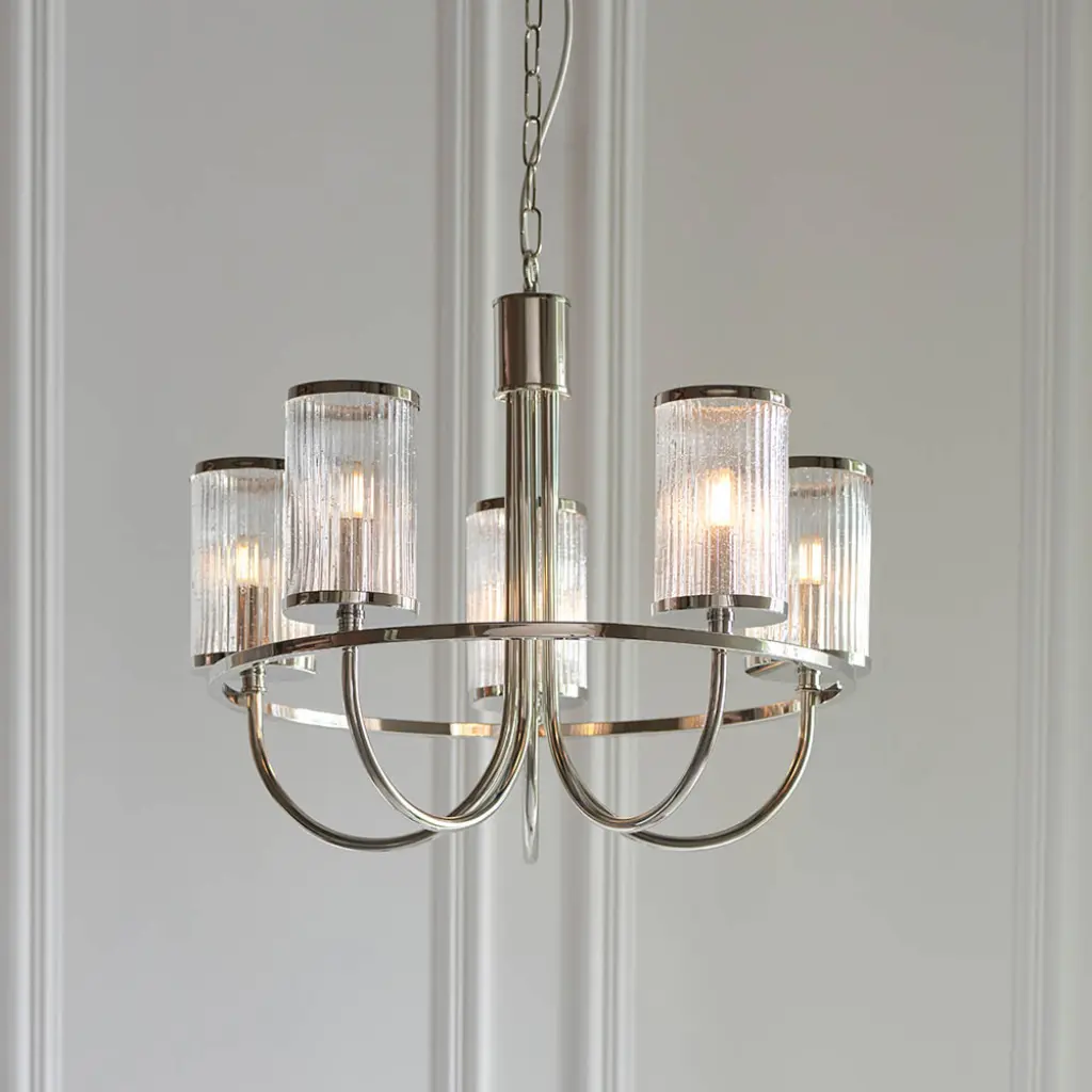 Henbury 5 Light Ribbed Glass Pendant