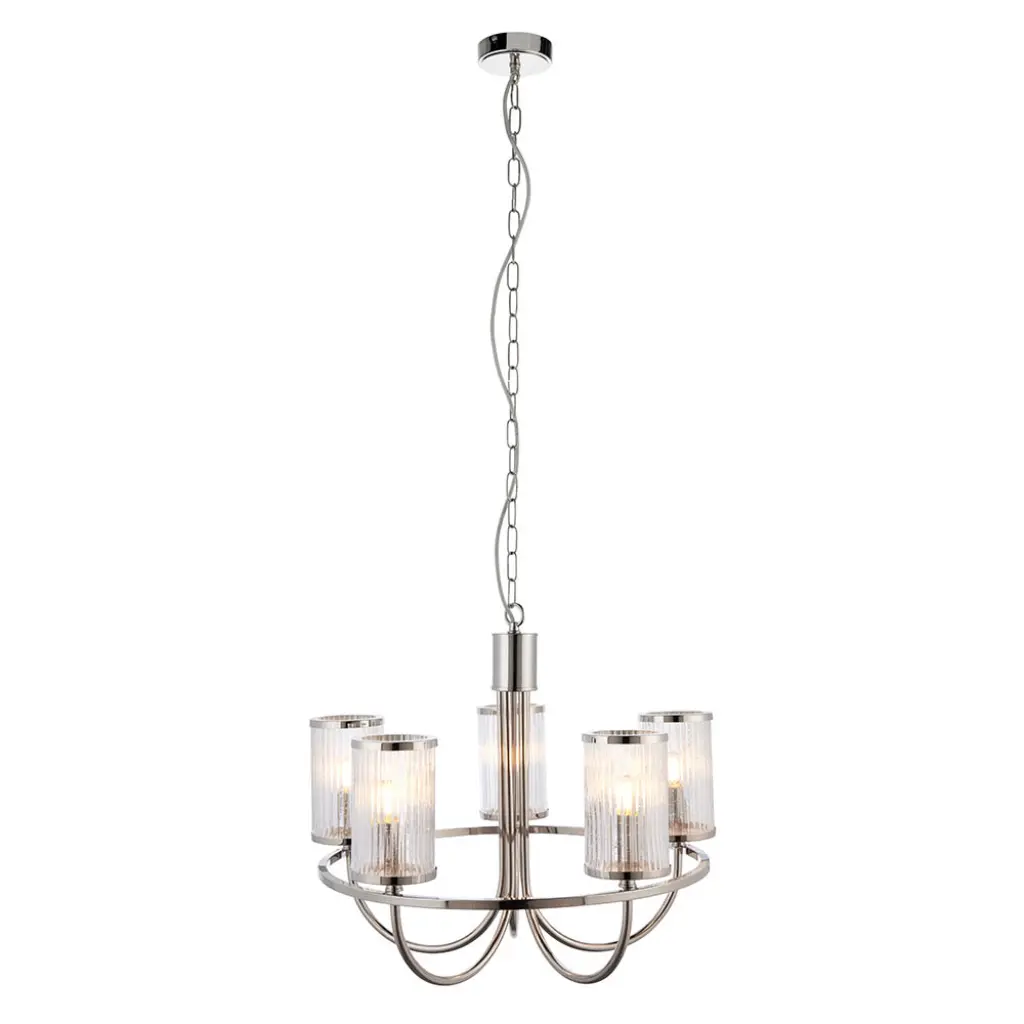 Henbury 5 Light Ribbed Glass Pendant
