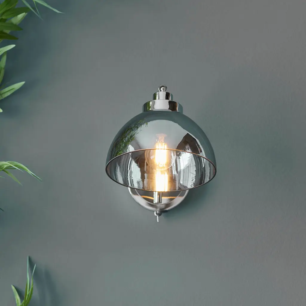 Caspa Smoked Glass Wall Light