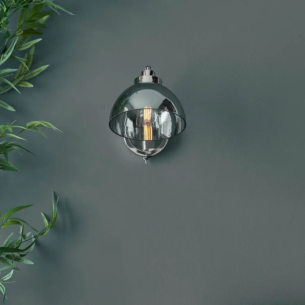 Caspa Smoked Glass Wall Light