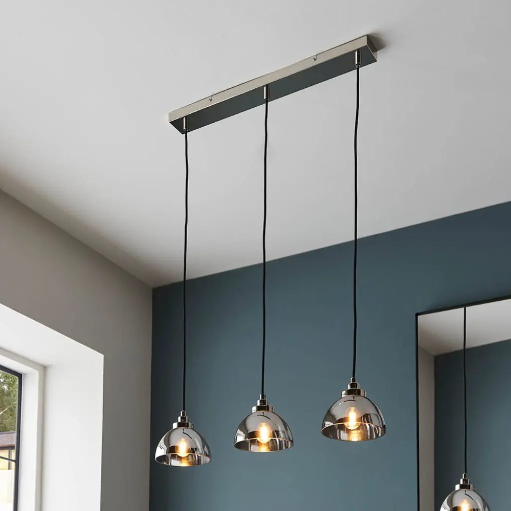 Caspa 3 Light Nickel Bar with Smoked Glass