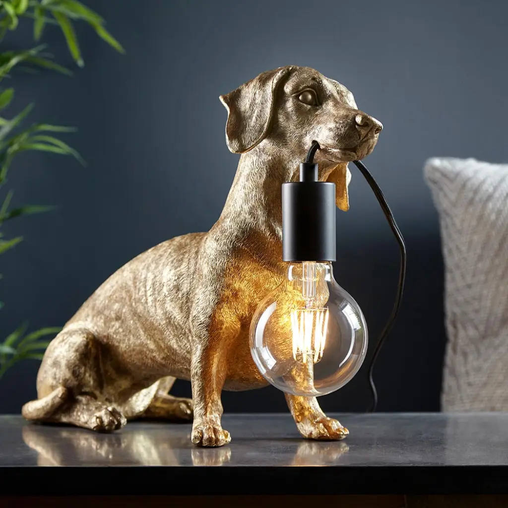 Gold Dachshund Table Lamp