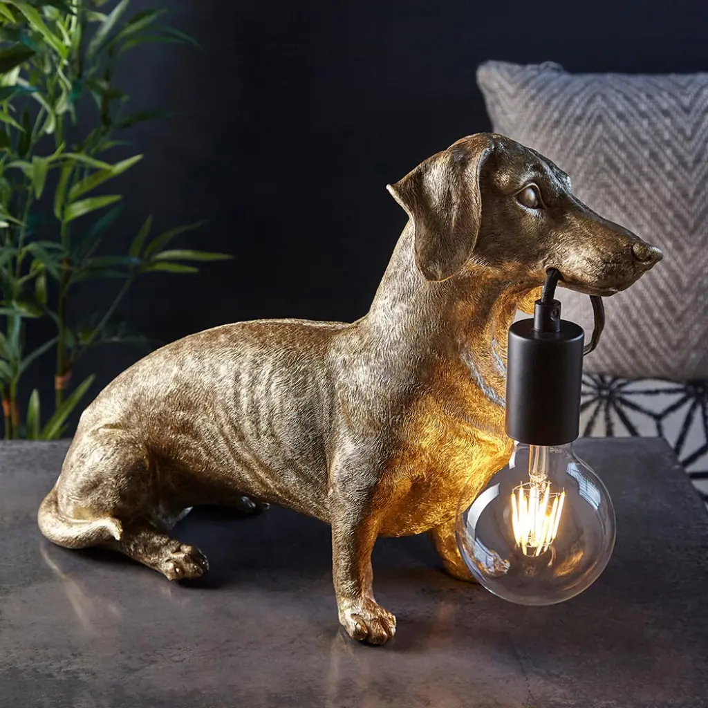 Gold Dachshund Table Lamp