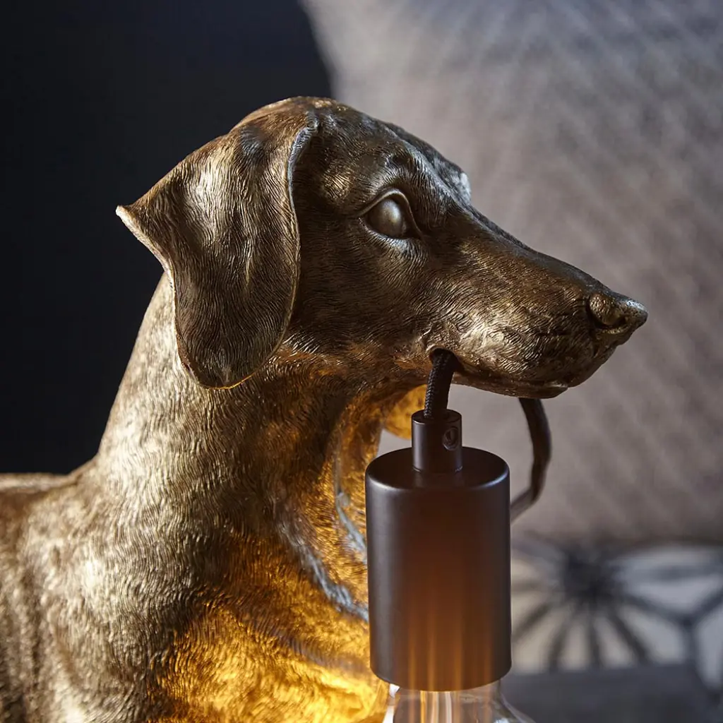 Gold Dachshund Table Lamp