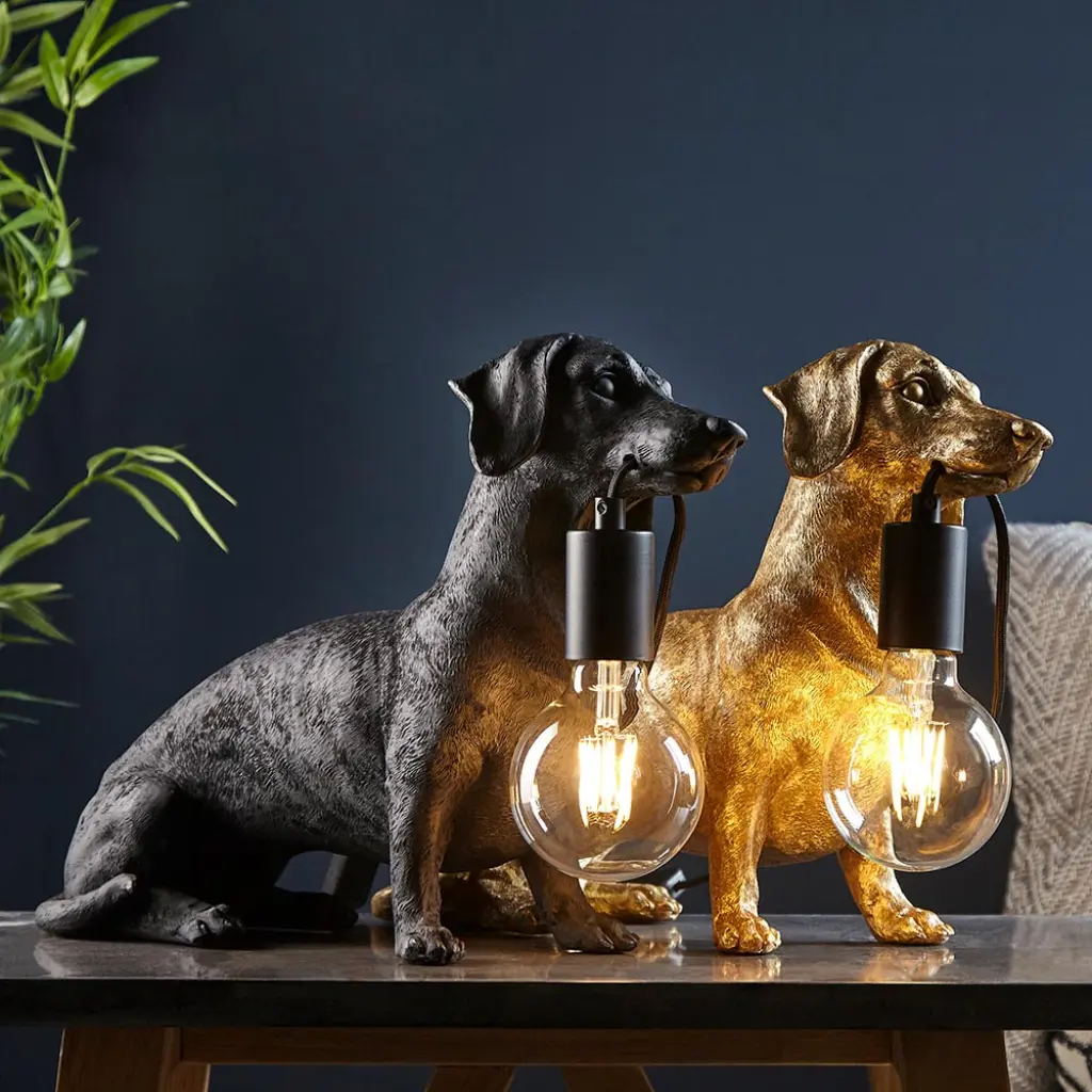 Gold Dachshund Table Lamp