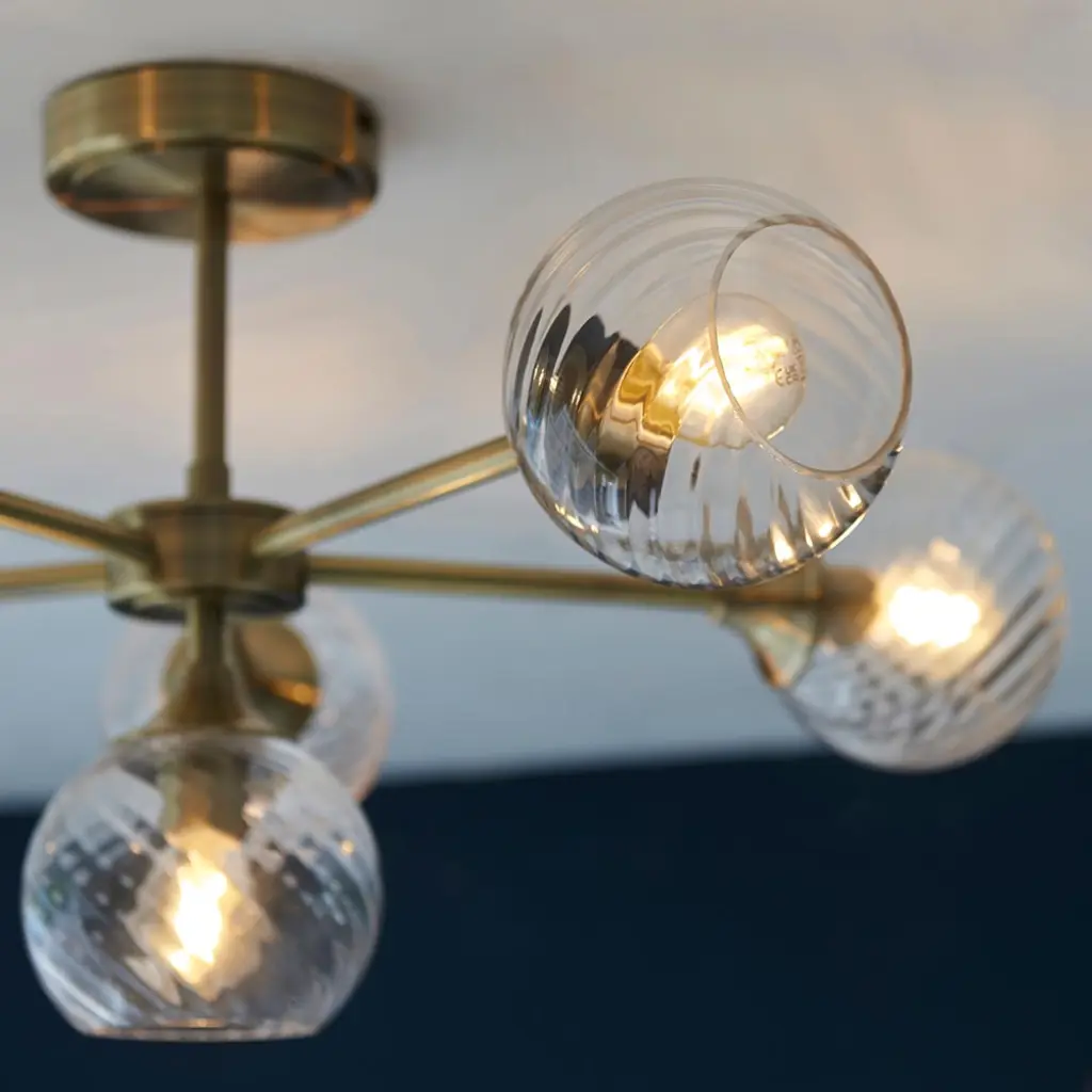 Allegra 6 Light Semi Flush in Antique Brass