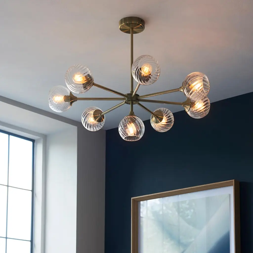 Allegra 8 Light Pendant in Antique Brass