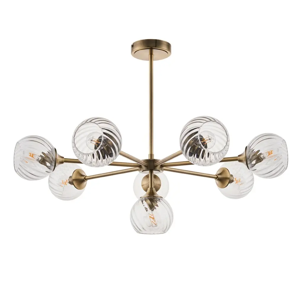 Allegra 8 Light Pendant in Antique Brass