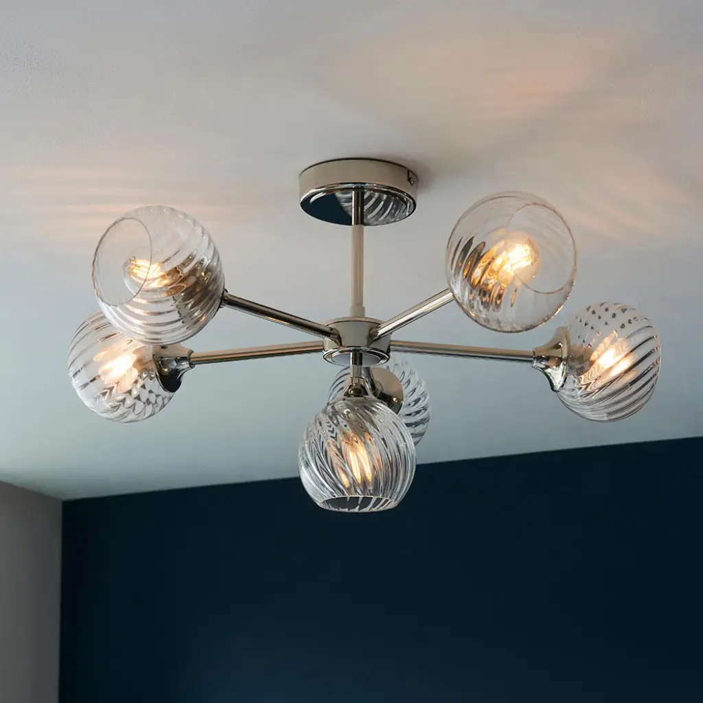 Allegra 6 Light Semi Flush in Bright Nickel