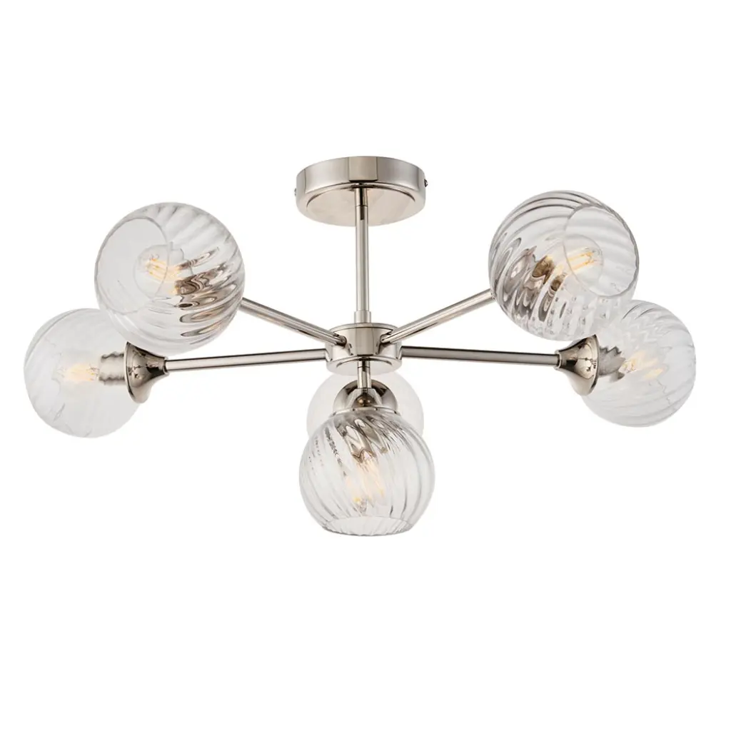 Allegra 6 Light Semi Flush in Bright Nickel