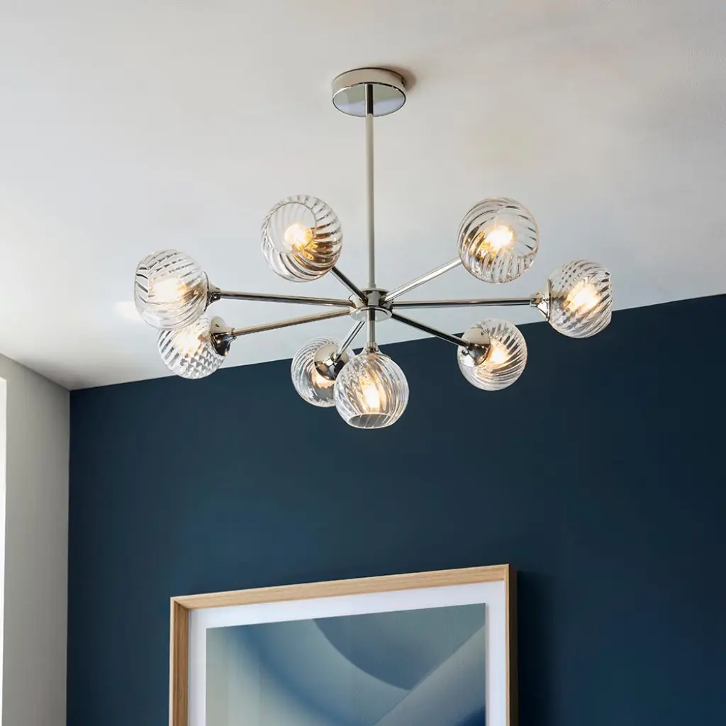 Allegra 8 Light Pendant in Bright Nickel