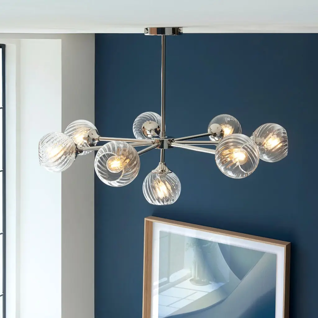 Allegra 8 Light Pendant in Bright Nickel