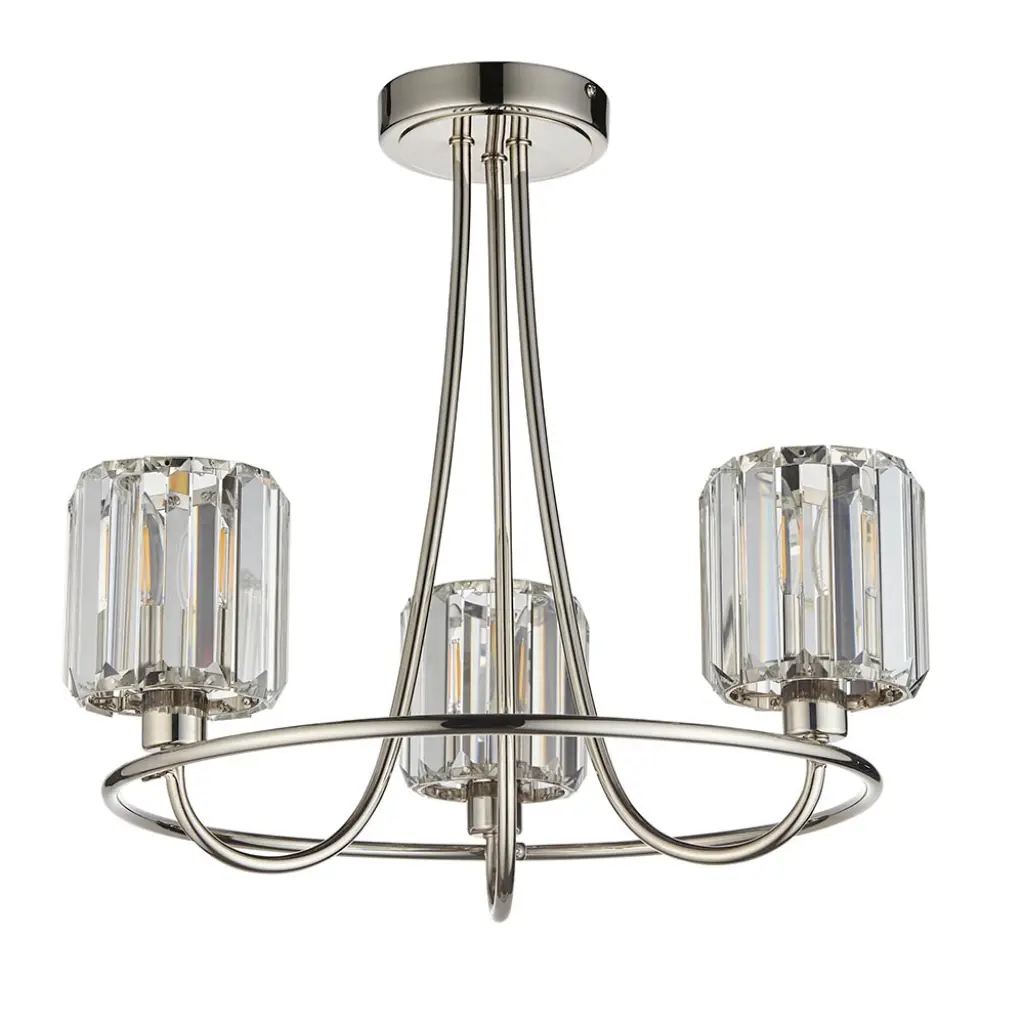 Berenice 3 Light Semi Flush in Bright Nickel