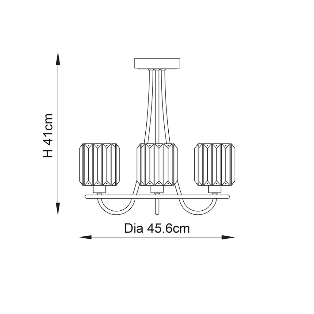 Berenice 3 Light Semi Flush in Bright Nickel