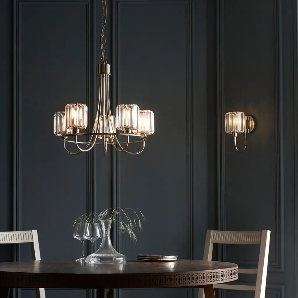 Berenice 5 Light Pendant in Bright Nickel