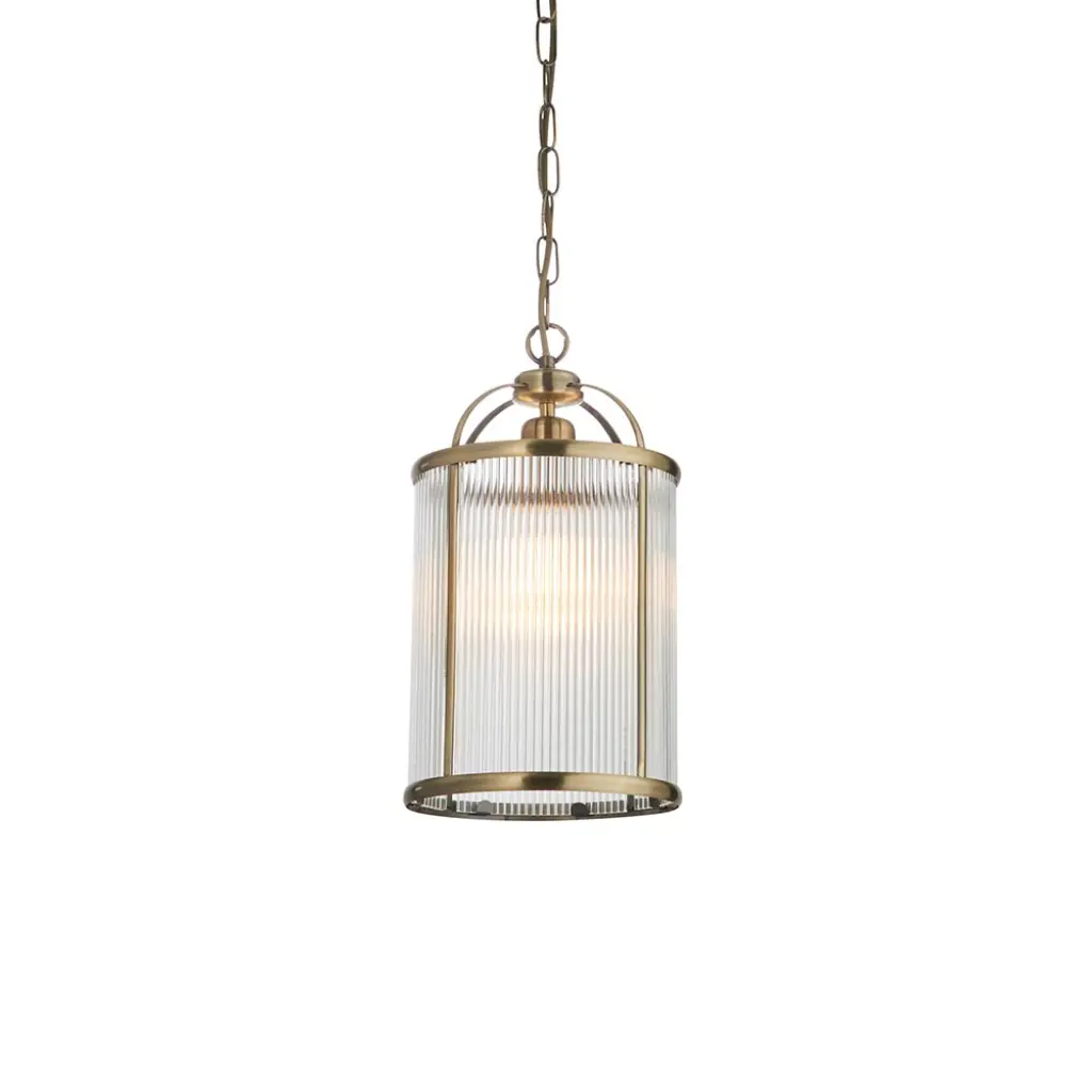 Lambeth Single Ribbed Lantern in Antique Brass