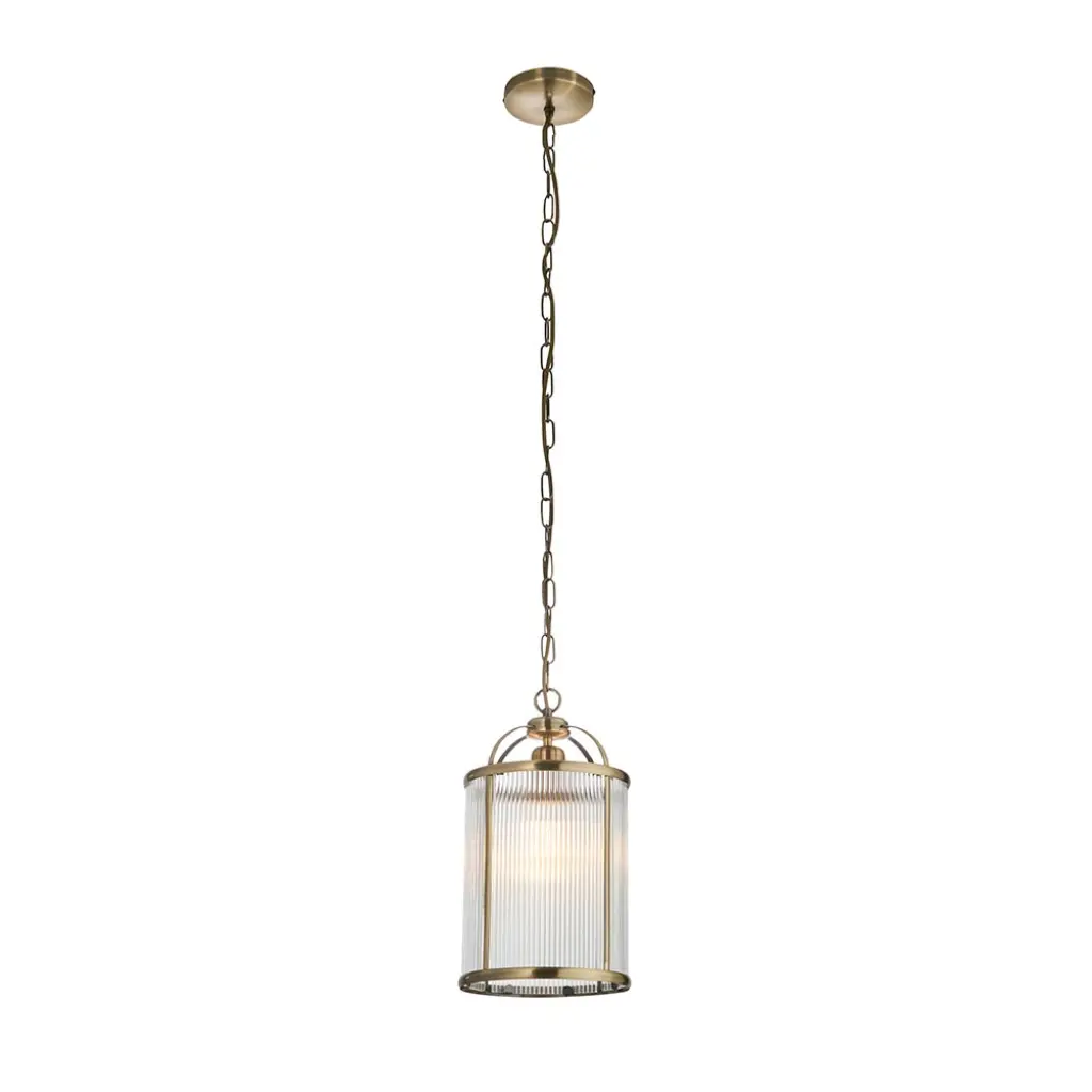 Lambeth Single Ribbed Lantern in Antique Brass