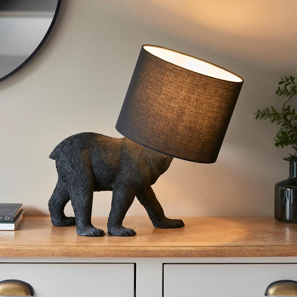 Barack Black Bear Table Lamp C/W Black Shade