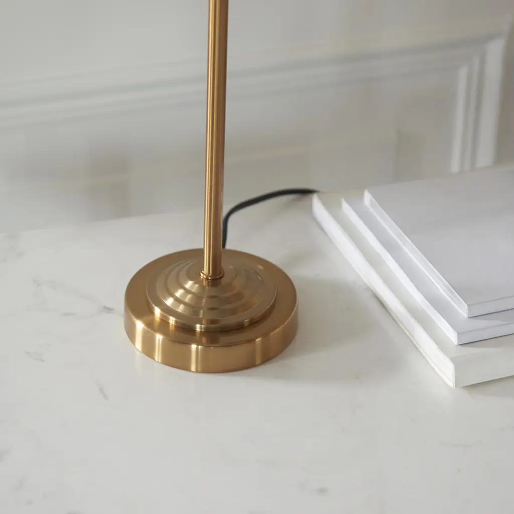 Highclere Single Table Lamp in Brass C/W Natural Shade