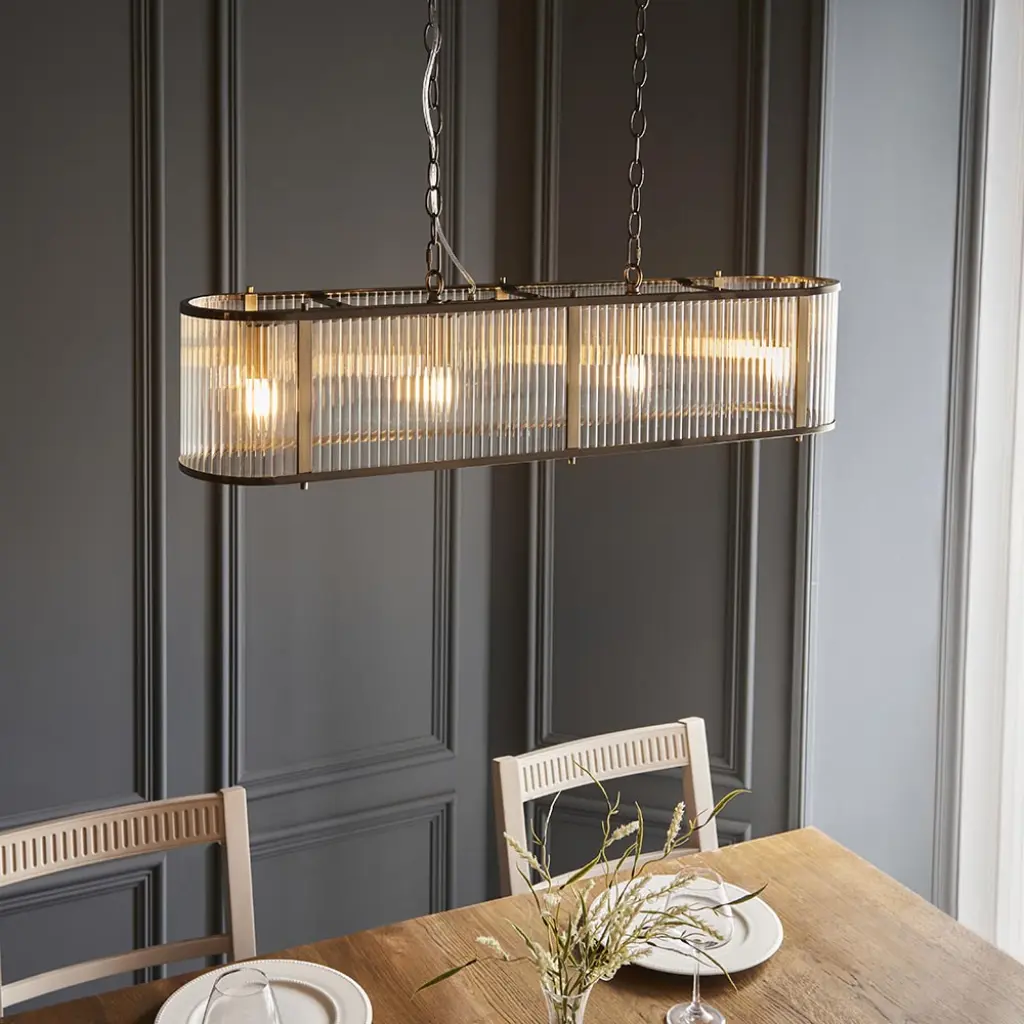 Ridgeton 4 Light Linear Pendant in Antique Brass