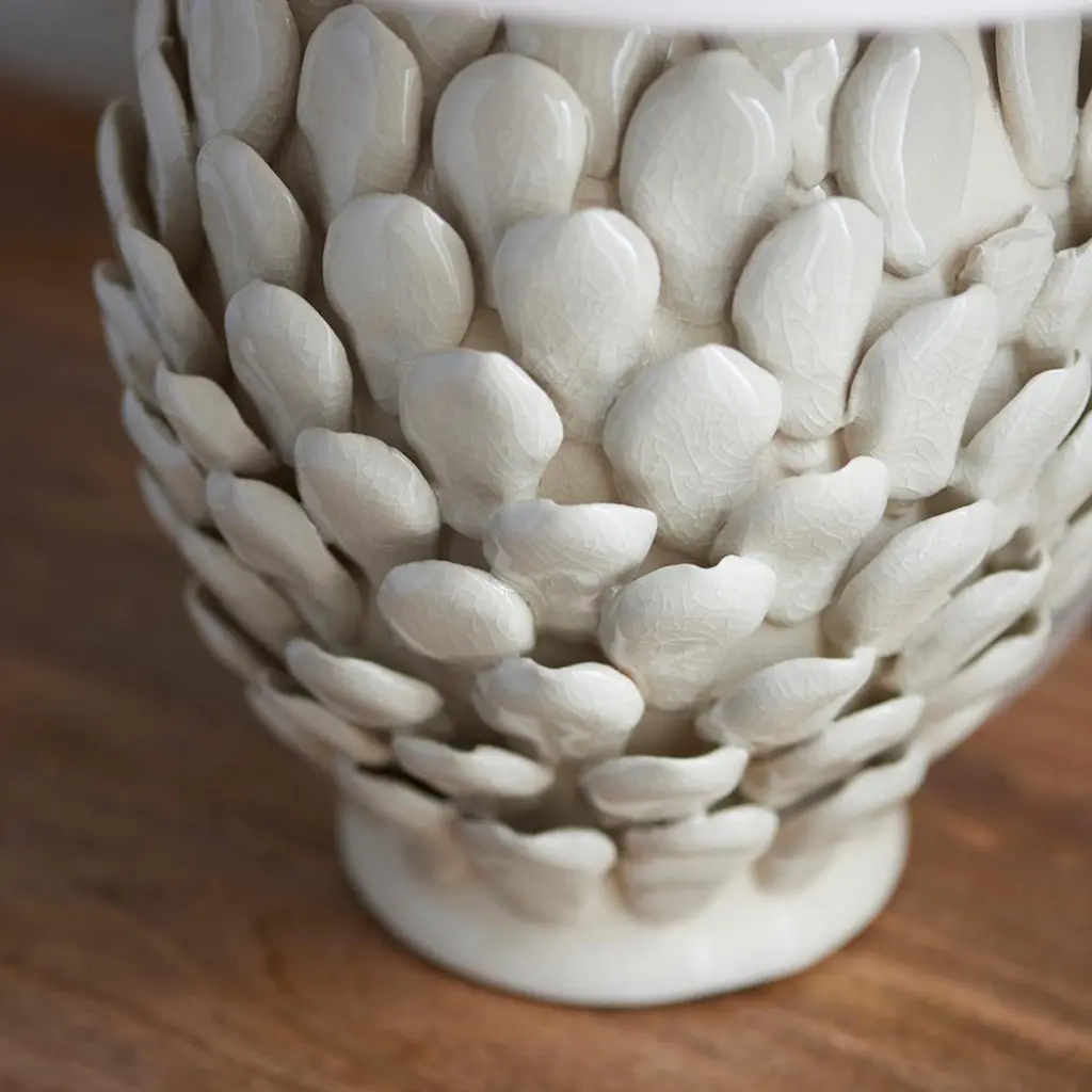 Layered Cream Leaf Table Lamp Base Only
