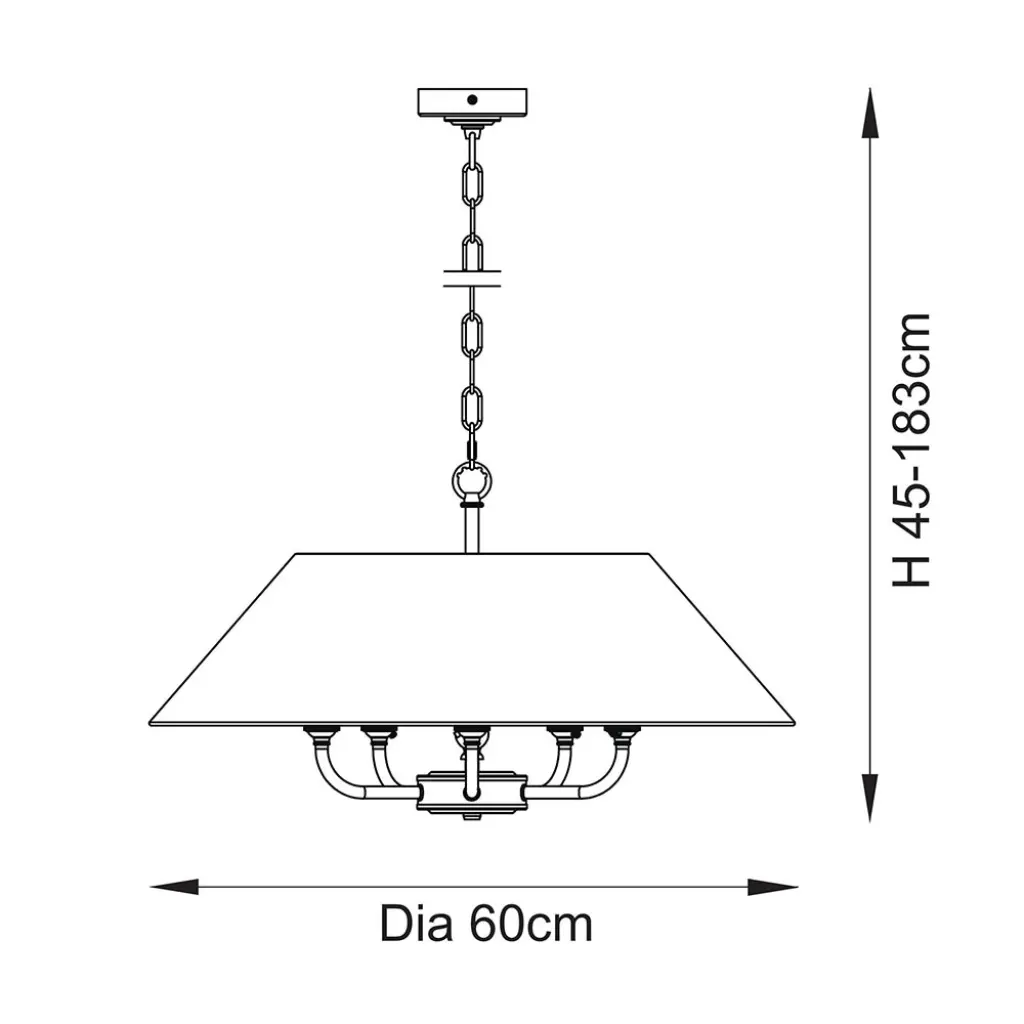 Lille 5 Light Antique Brass Pendant with Drum Shade
