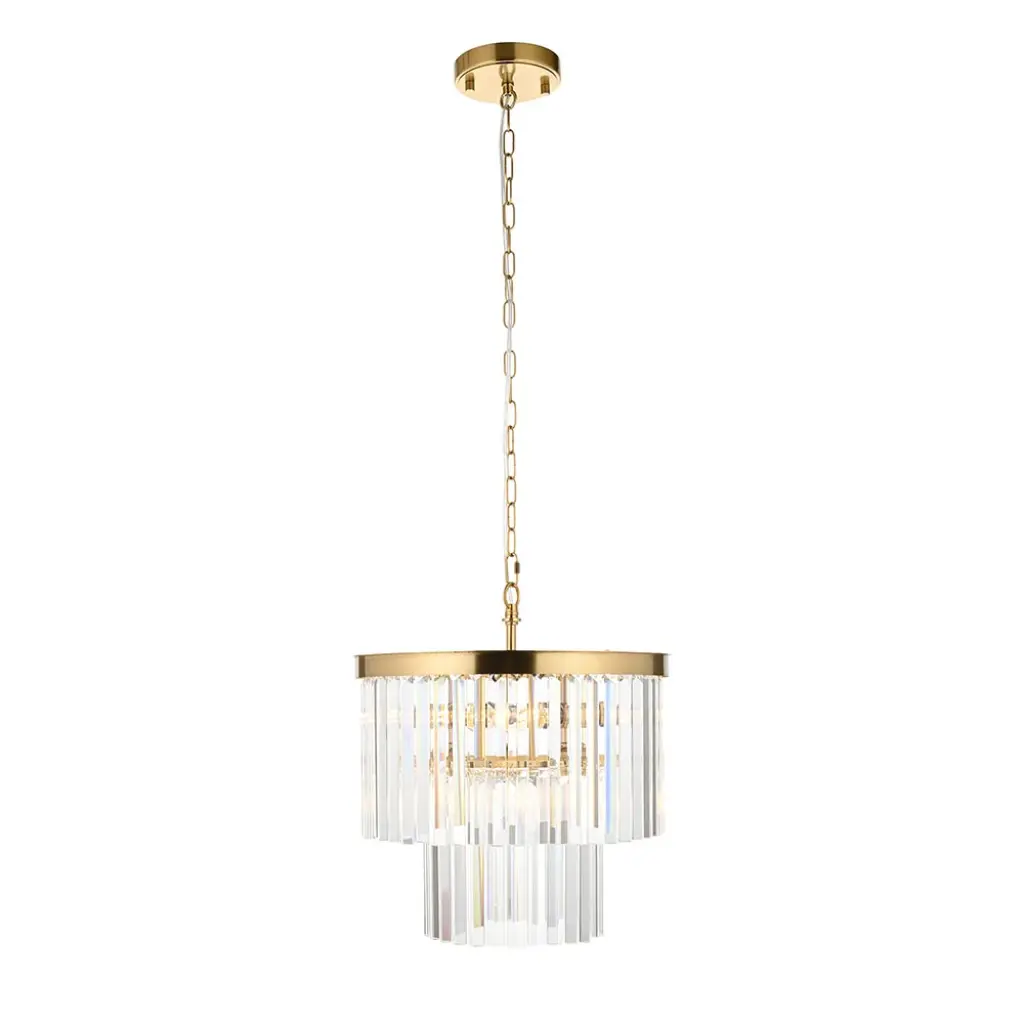 Conaston 4 Light Ceiling Pendant in Brass with Glass Drops
