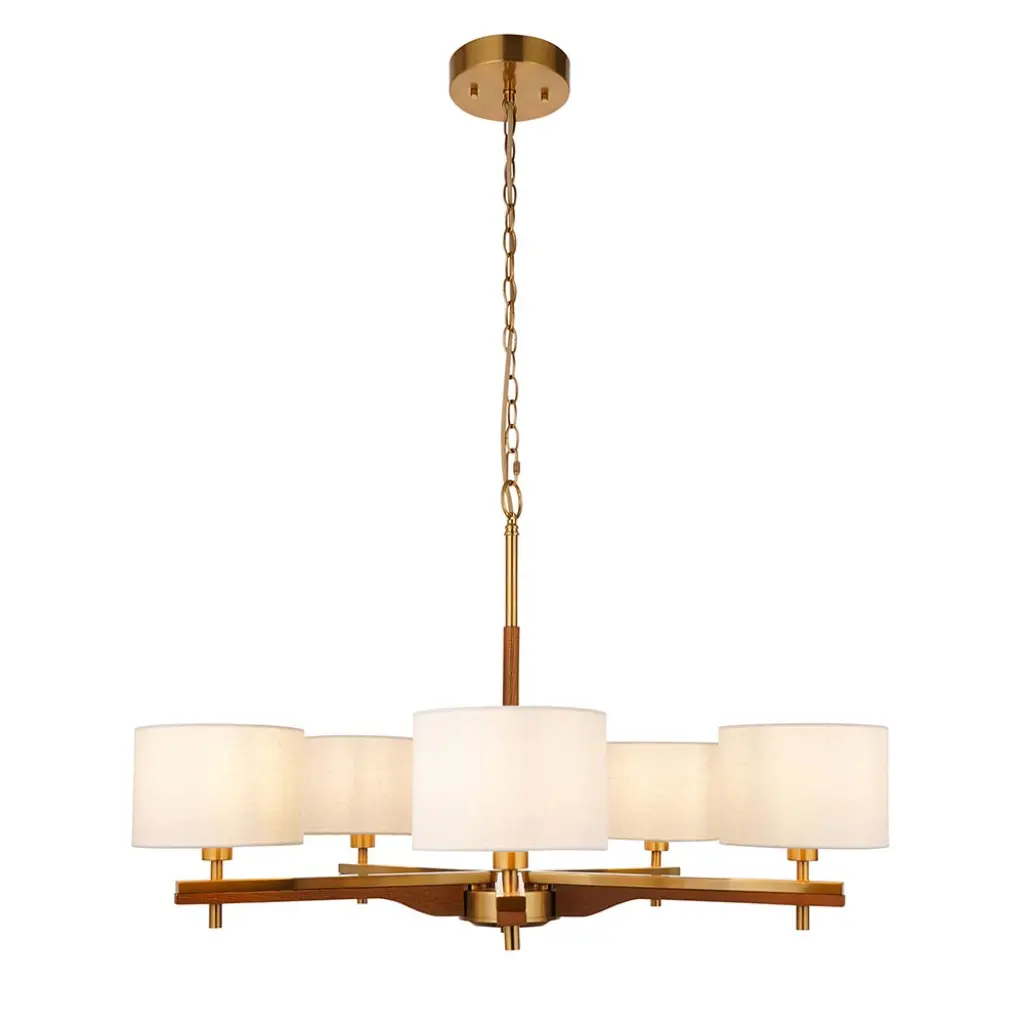 Heathcliff Ceiling Pendant in Ash Wood & Brass Finish
