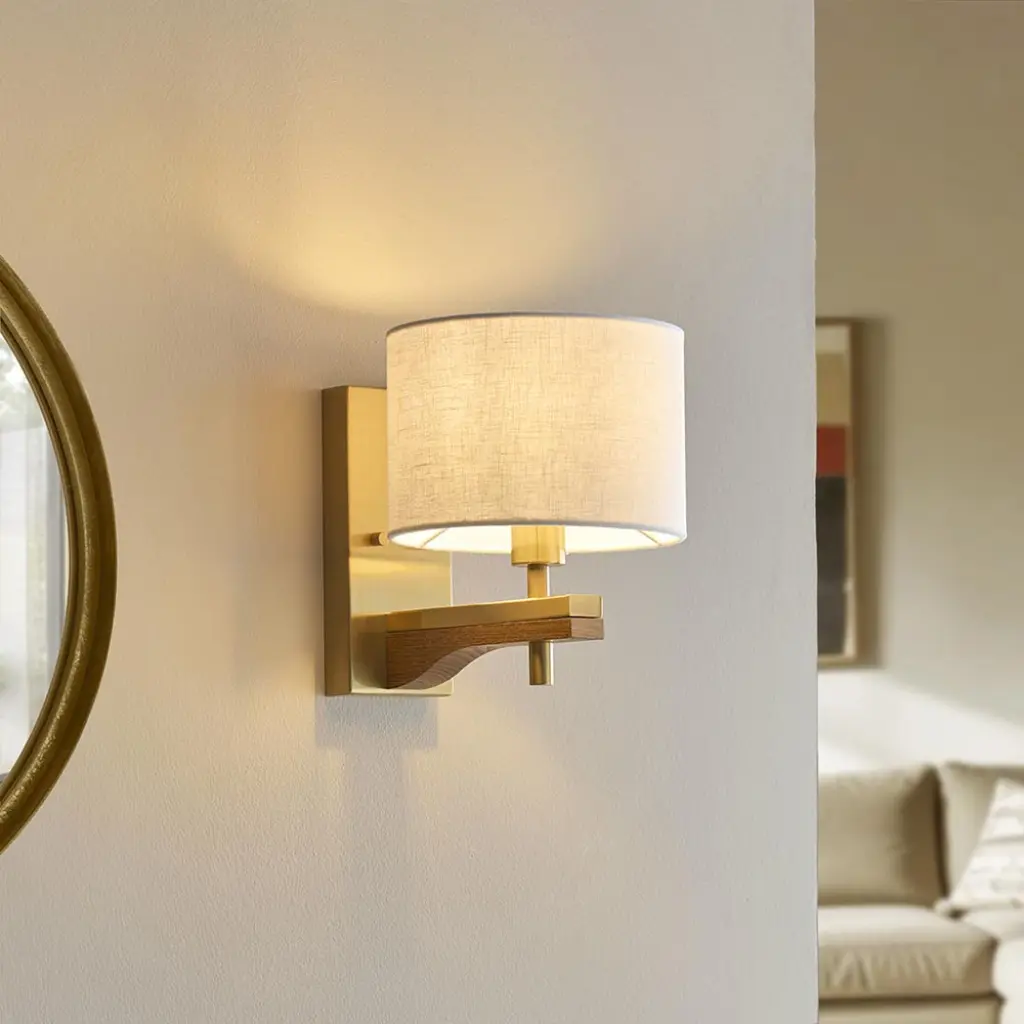 Heathcliff  Ash Wood & Brass Wall Light
