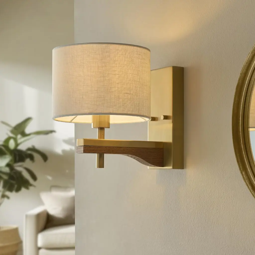 Heathcliff  Ash Wood & Brass Wall Light