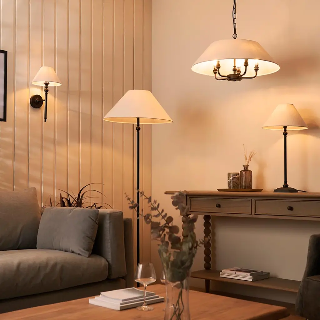 Lille Matt Black Floor Lamp C/W Shade