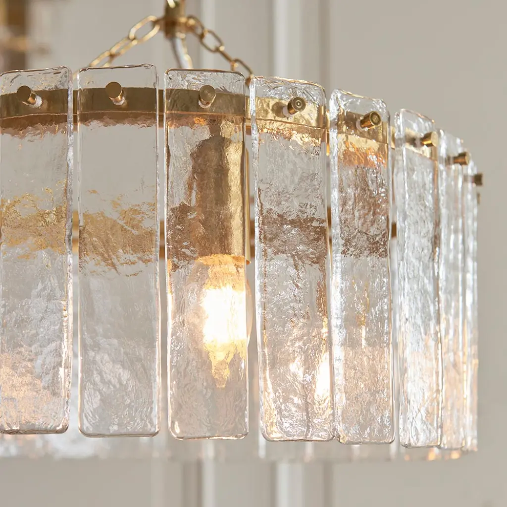 Karine 3 Light Pendant with Textured Glass