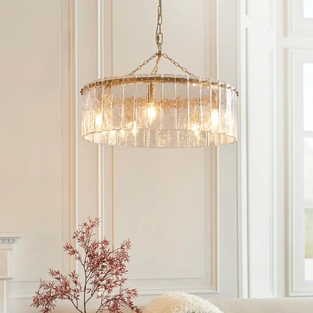 Karine 5 Light Pendant with Textured Glass