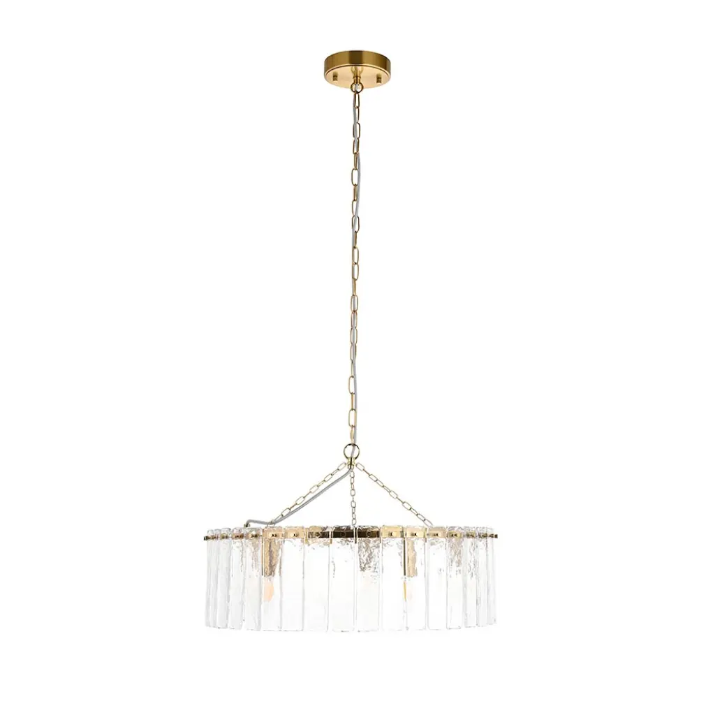 Karine 5 Light Pendant with Textured Glass