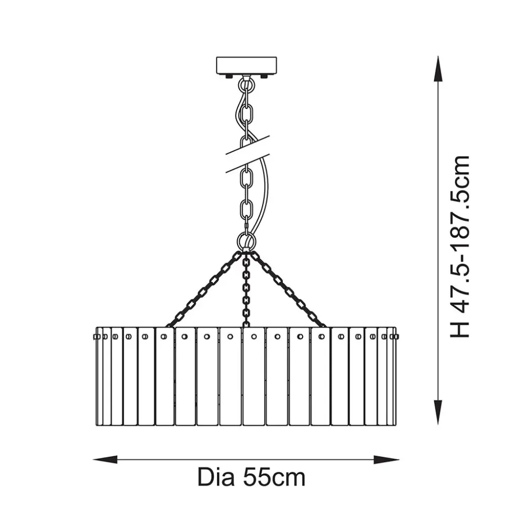 Karine 5 Light Pendant with Textured Glass