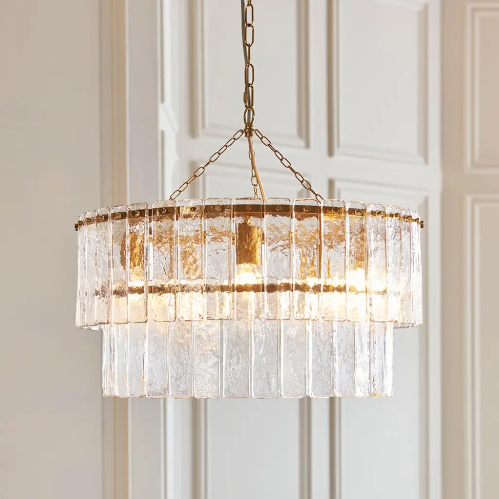 Karine Tiered 5 Light Pendant with Textured Glass