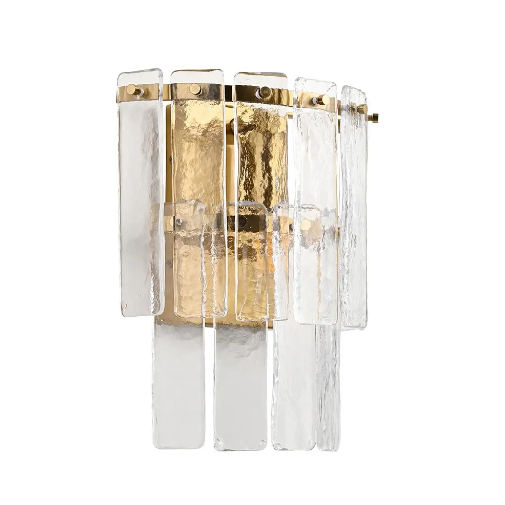 Karine Brass Wall Light with Textured Glass