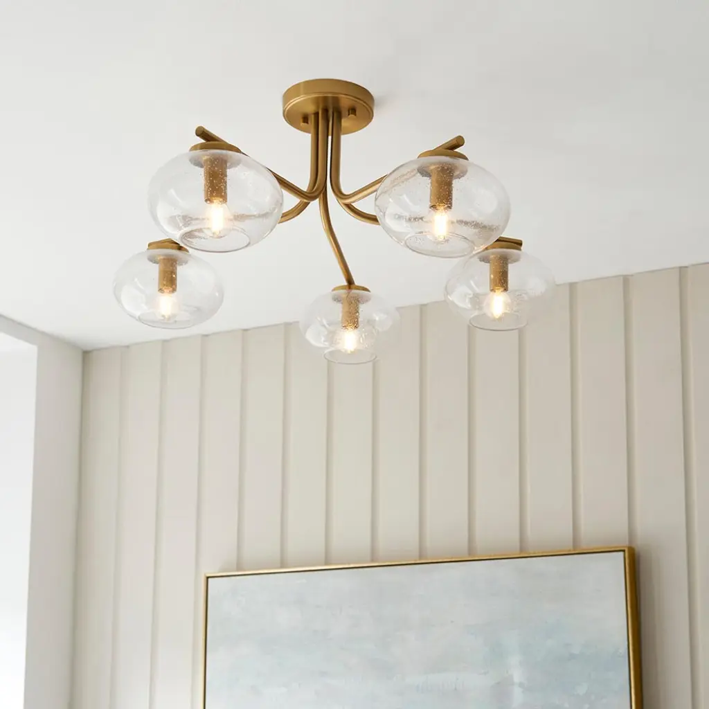 Jacob 5 Light Semi Flush Brass Fitting