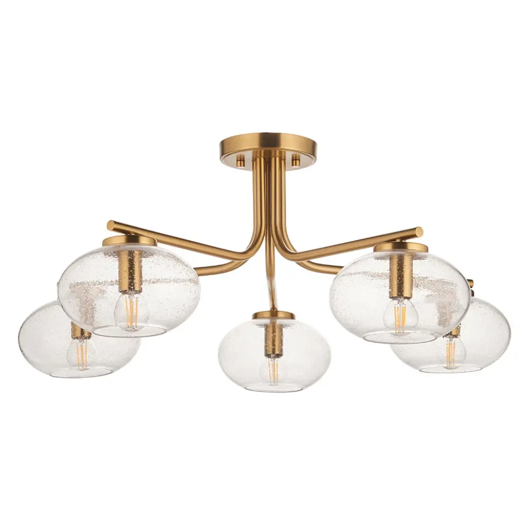 Jacob 5 Light Semi Flush Brass Fitting