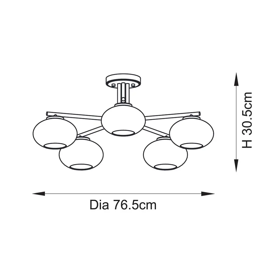 Jacob 5 Light Semi Flush Brass Fitting