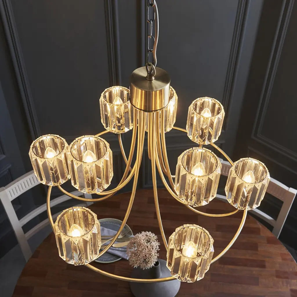 Berenice Tiered Antique Brass 9 Light Pendant