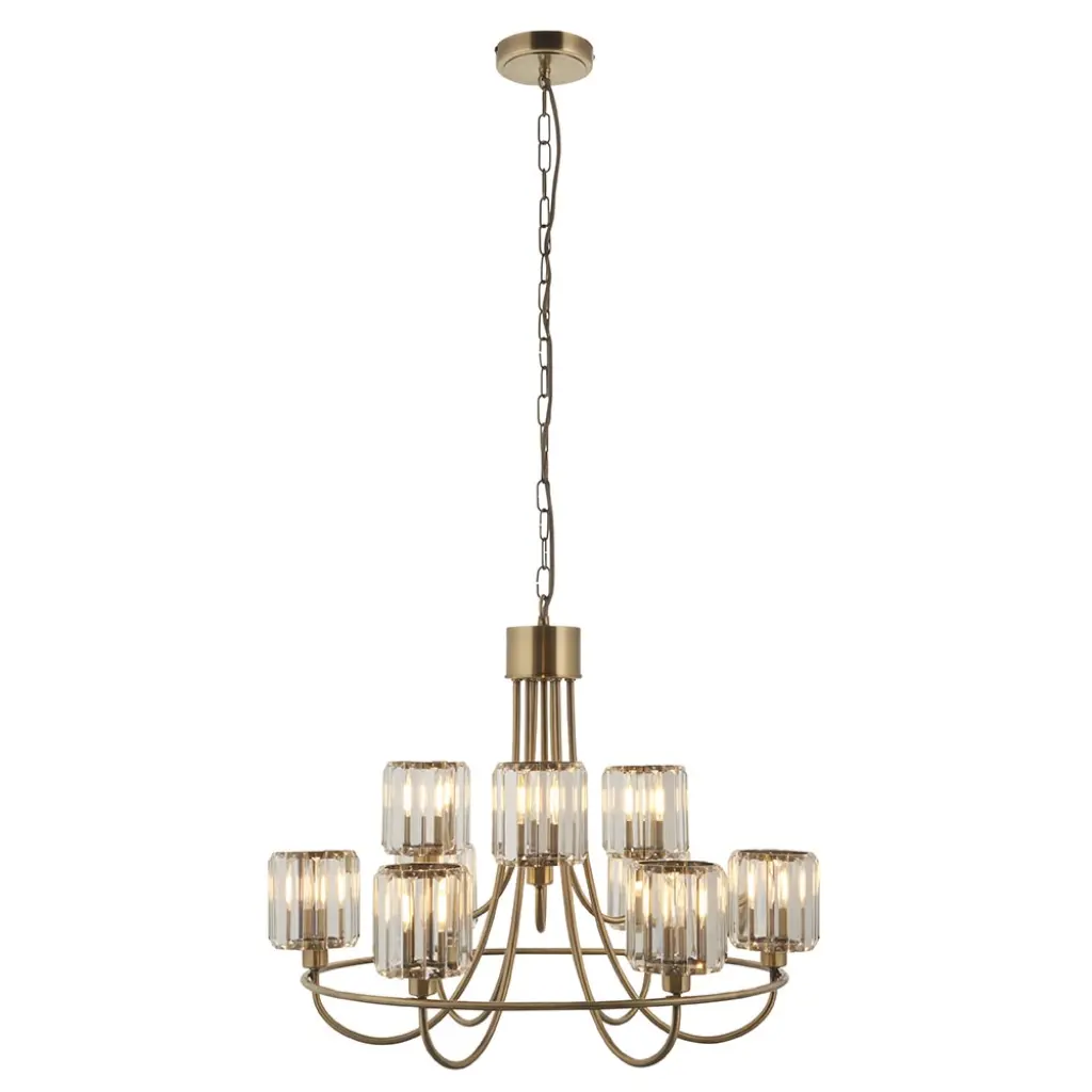 Berenice Tiered Antique Brass 9 Light Pendant