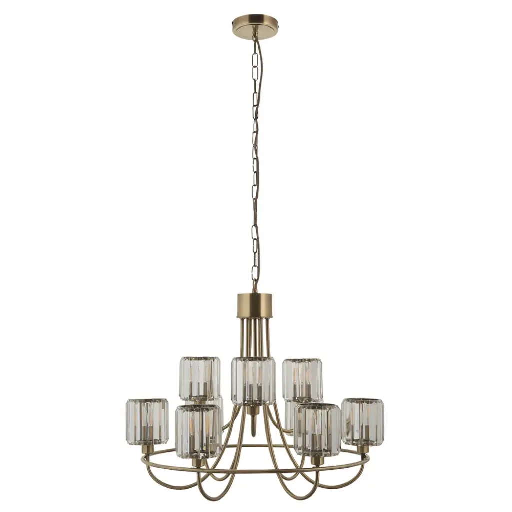 Berenice Tiered Antique Brass 9 Light Pendant