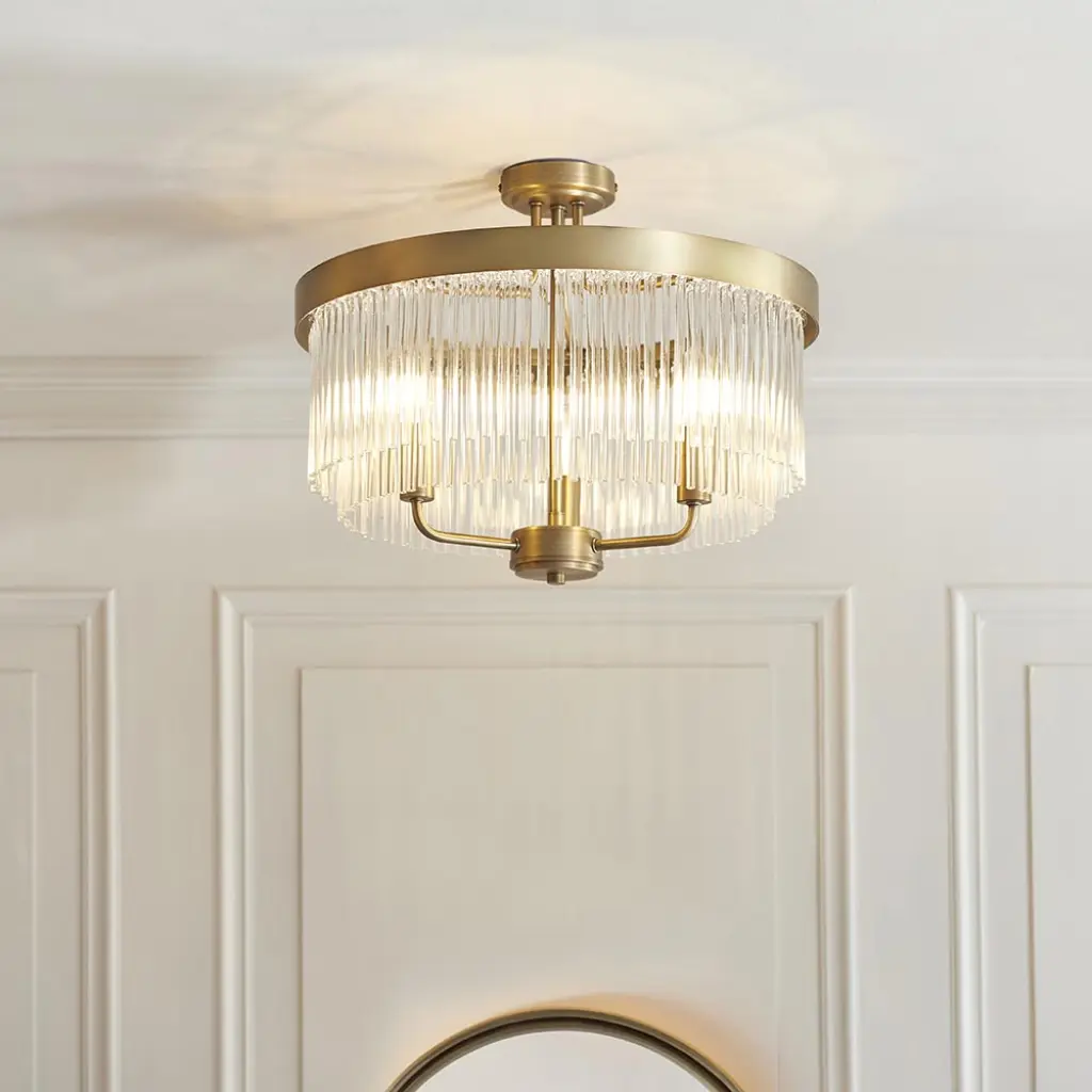 Clermont Antique Brass Semi Flush Fitting