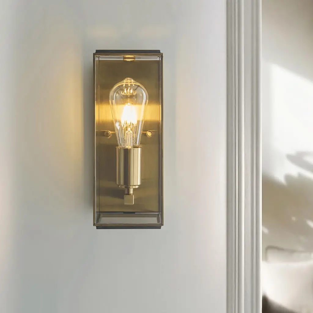 Hammond Brushed Brass & Glass Wall Light