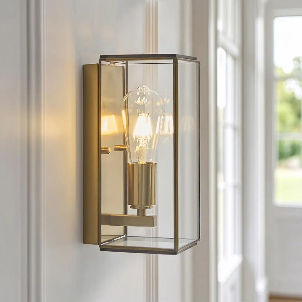 Hammond Brushed Brass & Glass Wall Light