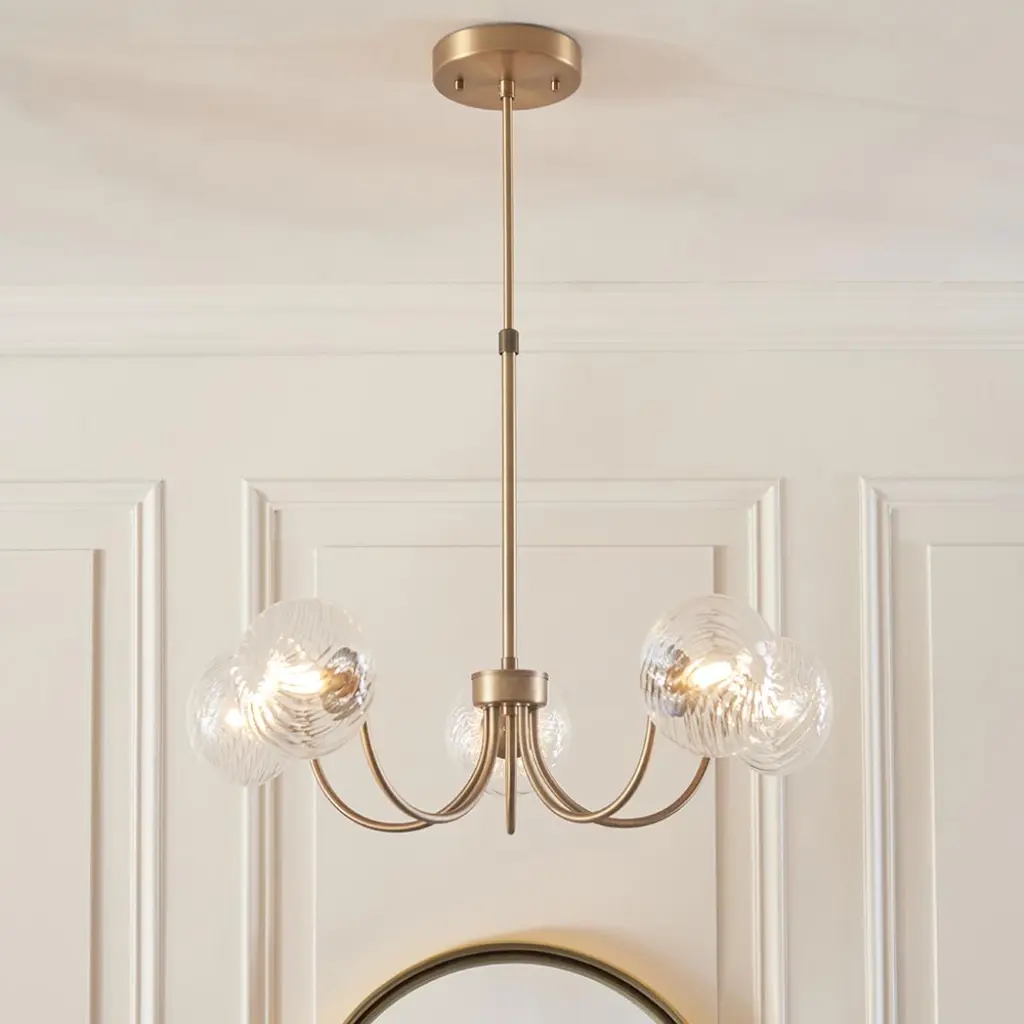 Hague Antique Brass 5 Light Ceiling Pendant