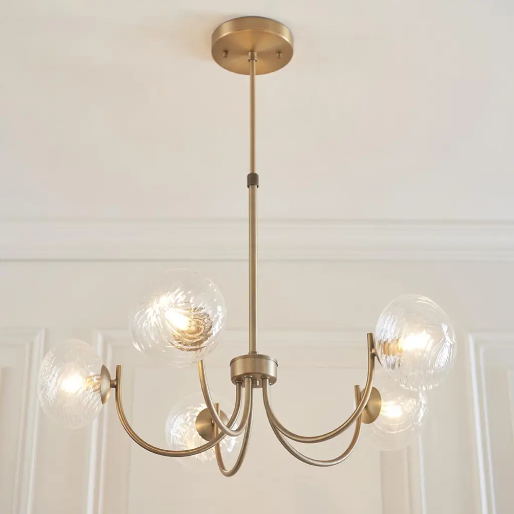 Hague Antique Brass 5 Light Ceiling Pendant