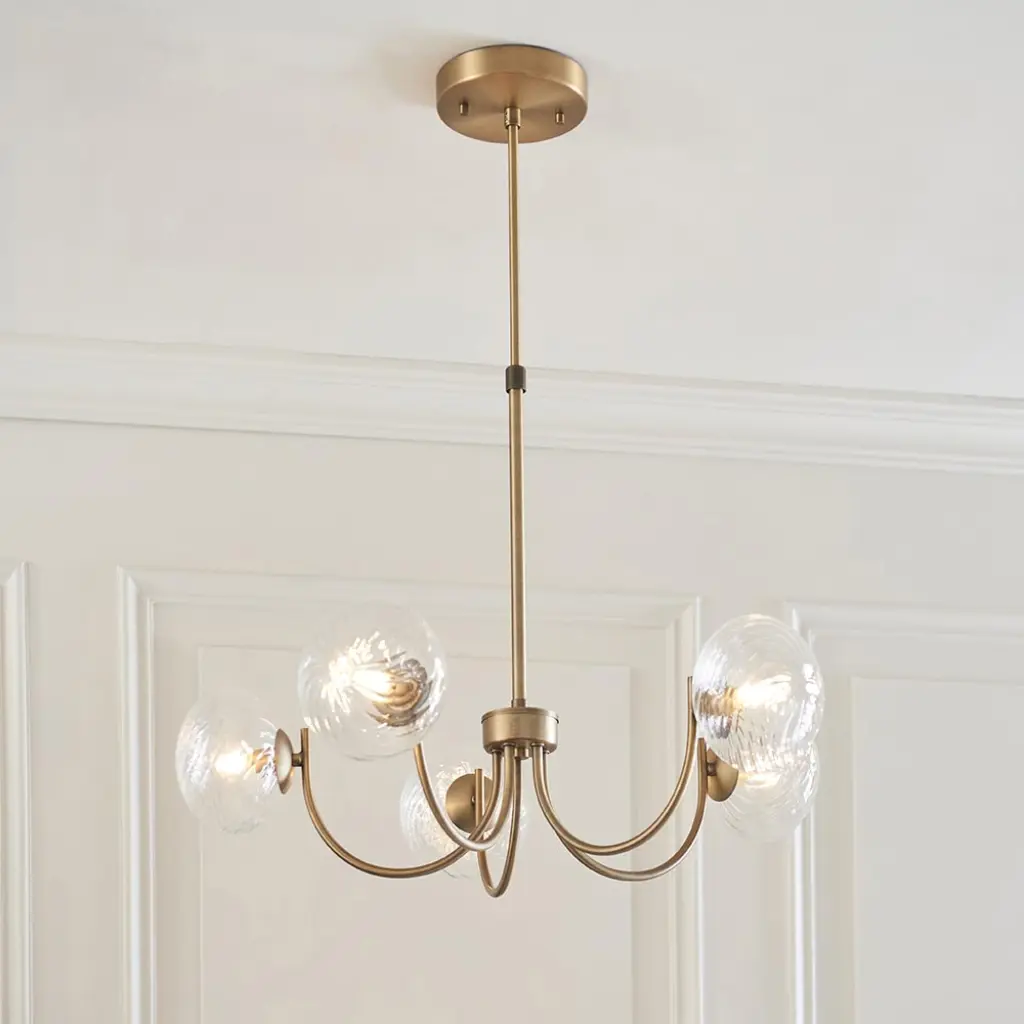 Hague Antique Brass 5 Light Ceiling Pendant